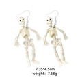 Halloween skeleton dangling earrings in off-white finish with detailed bone structure - Resin Skeleton 2 White
