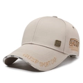 Casquette de baseball kaki avec broderie GUZF et emblème en métal style rétro - Beige Clair