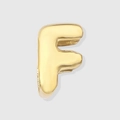 Balloon-style 3D letter F charm with polished golden metallic finish for jewelry making - Letter F / 14K Gold
