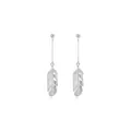 Eleganti orecchini lunghi in argento S925 con nappa a foglia e design a piuma traforata - Argento sterling 925