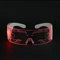 Cyberpunk LED γυαλιά με λευκό σκελετό και κόκκινα γεωμετρικά φωτεινά σχέδια - C7 Λευκά Αναδιπλούμενα Πόδια Κόκκινο LED [Επαναφορτιζόμενη]