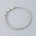 Pulsera de cadena de cuerda torcida en acero inoxidable plateado con cierre de langosta - Pulsera 20CM / 4mm / Color Acero