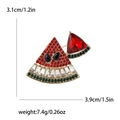 Broche pastèque en strass avec base dorée, dimensions 3,1 cm de haut et 3,9 cm de large - Rouge