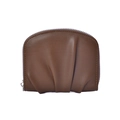 Brown leather coin purse with elegant pleated design and silver zipper closure - Coffee
