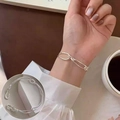 Handgefertigtes geflochtenes Silberarmband im Vintage-Hip-Hop-Stil für Damen und Herren - Doppelschleifenknoten
