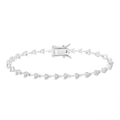 S925 sterling silver bracelet featuring a continuous row of heart-shaped zircons - Silver Heart 3MM 16.5CM