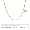 Detail showing 1mm IP gold plated stainless steel chain with length specifications - 1MM Silk Chain: Gold 45+5cm
