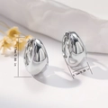 Chic silver teardrop hoop earrings in polished finish measuring 17mm by 9.7mm - EH738 Silver Teardrop Earrings