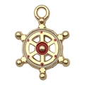 Golden ship wheel alloy pendant with red and white enamel for DIY jewelry making - 1Pc Red & White Helm (18x13mm)