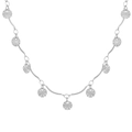 Zilveren titaniumstalen zonnebloemketting met hangers met radiale textuur voor dames - 40+5cm / Zilveren Ketting