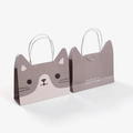 Cute grey and white cat cartoon kraft paper gift bag with white rope handles - 17.5*5*12.5cm / Cat