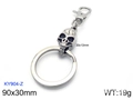 Llavero de calavera punk retro con cierre de langosta, tamaño 90x30mm en plata - Estilo de Calavera Plateada (KY904-Z)