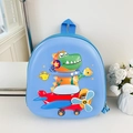 Détail du sac à dos bleu pour enfant avec motif dinosaure 3D et coque rigide en EVA - Bleu ciel