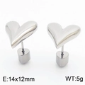 Minimalist silver stainless steel heart earrings in steel finish size 14x12mm - Steel