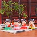 Set of four ancient style mini figurines on an open book with Chinese decor - 1056-17 Happy & Auspicious Set of 4