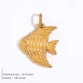 14K gold plated stainless steel double-sided fish pendant, ocean style charm 18x16mm - Angel Fish Style (BP000089)
