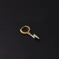 Orecchino a cerchio a forma di fulmine in oro con micro-pave di zirconi cubici - Stile Fulmine Pavé (12#)