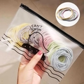 Bunte hochelastische Haargummis im Set in einer süßen Cartoon-Tasche - Nylonbänder Macaron-Farben 200 Stk. Vogelbeutel