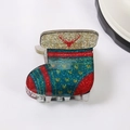 Pince à cheveux botte de Noël verte festive avec motif renne et paillettes - Botte de Noël