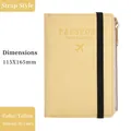 Yellow PU leather RFID passport holder with black elastic band and metal zipper pocket - Zipper Style / Yellow