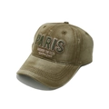 Détail de la casquette vintage en coton délavé vert olive avec broderie PARIS en 3D - M (56-58cm) / Vert Militaire