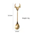 Golden 304 stainless steel dessert spoon with cartoon bull head design 13.5cm long - Gold-Spoon