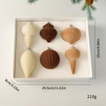 Set di 6 palline di Natale in velluto floccato in colori della terra con anelli - Palline di Velluto - Serie Beige e Caffè