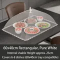 White lace 60x40cm foldable mesh food cover tent protecting several dishes on a table - Rectangular 40*60cm / Pure White Mesh