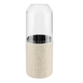 Champagne gouden glitter make-up borstelhouder met transparante diamant geslepen deksel - Gematteerde Fijne Textuur Stijl / Wit