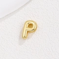 Detailed view of a 10mm gold plated alphabet P charm bead for DIY metal bracelets - Letter P / Gold