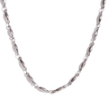 Modern silver stainless steel necklace with polished oval beads on a white background - 2.5mm Handmade Chain (60+5cm)