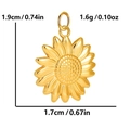 Golden stainless steel sunflower pendant with detailed dimensions and weight specifications - Gold - Sun Flower