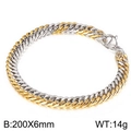 Two-tone gold and silver stainless steel Cuban link bracelet, size 200x6mm for men - Bracelet 20cm