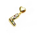 Gold plated letter J pendant with colorful zircons and heart-shaped bail connector - Pendant Only / L