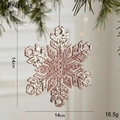 Sparkling rose gold snowflake hanging ornament with fine glitter and silver cord - Snowflake C