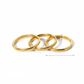 Three-piece set of 18k gold plated stainless steel minimalist rings with frosted finish - 2.2cm / Minimalist Polished and Frosted Gold 3-Piece Set (TR4046-8)