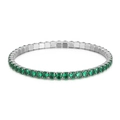 Pulsera tennis de 4 mm con cristales verdes redondos y engaste en tono plateado - Base de Plata Verde