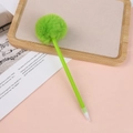 Close-up of cute green plush pom pom ball on creative stationery writing pen - 0.5mm / Pale Green
