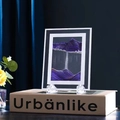 Deep purple moving sand art landscape with white and black frame on acrylic stand - 7 Inch Mirror Edge Purple