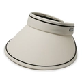 Cream open top sun visor with black piping and side label for outdoor running beach - One Size / Off White