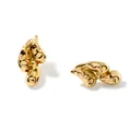 Detail of gold water-drop earrings showing liquid metal texture and 2.9cm size dimensions - Gold