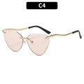 Cat eye rimless sunglasses with light brown lenses and textured gold metal temples C4 - Champagne Lens (C4)