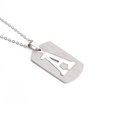 Collier en acier inoxydable argenté avec pendentif dog tag brossé et lettre A découpée - Lettre A