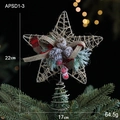 Estrella dorada para árbol de Navidad con piñas y lazo rústico de arpillera natural - Tipo C (Estrella de Oro/Lazo de Cuadros Rojo Verde)