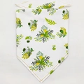 Cotton pet bandana featuring white background with green leaves and yellow floral prints - L / Pattern 5/Fresh Floral