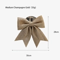 Fiocco natalizio glitterato color champagne per albero di Natale 28x30cm - Medio Oro Champagne (28cm)