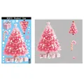 Pink Christmas tree and gingerbread static window sticker size chart for BQ615 set - BQ615