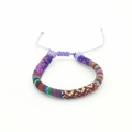 Handmade woven bohemian surf bracelet with adjustable purple sliding knot in multicolor - US 7