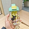 Gourde avec paille motif chien de dessin animé couvercle vert clair et filtre jaune - 600ml / Vert (BSQ-932)