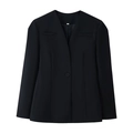 Blazer noir chic pour femme avec col en V et manches bouffantes au style professionnel - S / Noir